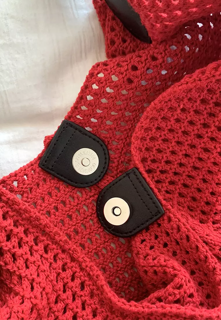 2025 Summer New Vacation Splicing Knitted Shoulder Bag CA25061735RD