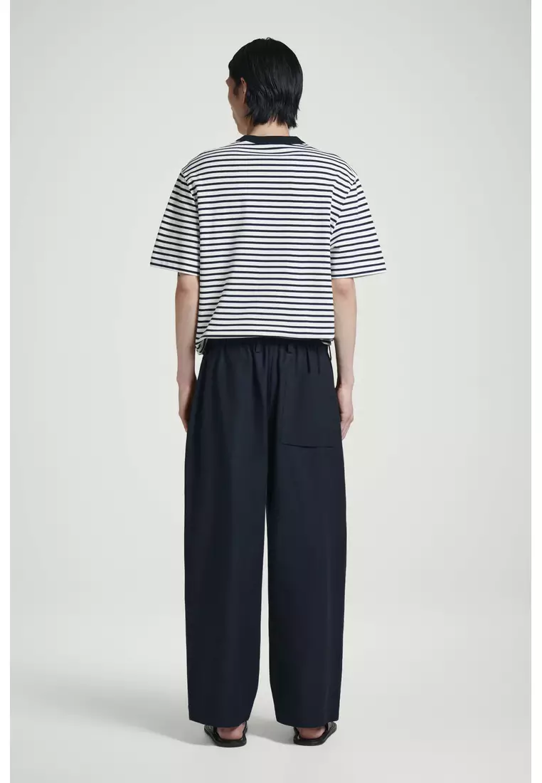 RELAXED-FIT BARREL-LEG DRAWSTRING TROUSERS