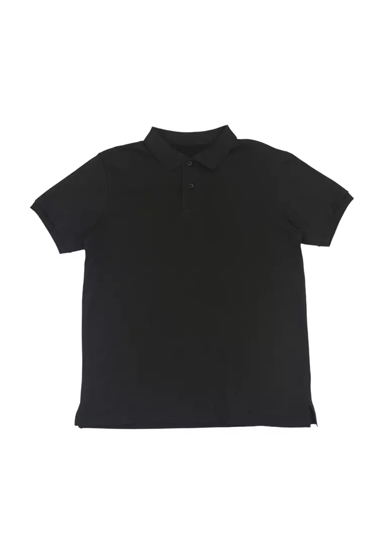 Men's Plain Poloshirt Special Fabric - Black