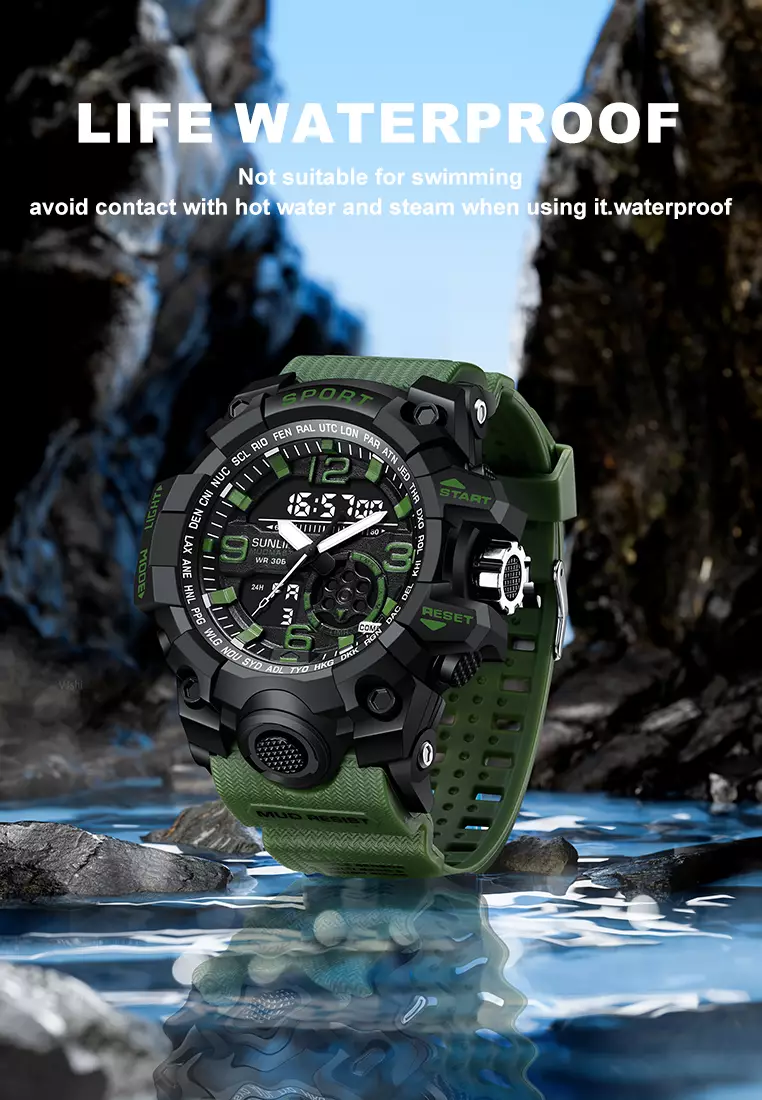 Jam Tangan Pria D002 Original Olahraga Jam Digital Multifungsi Tali Silikon Jam Tangan Cowok green