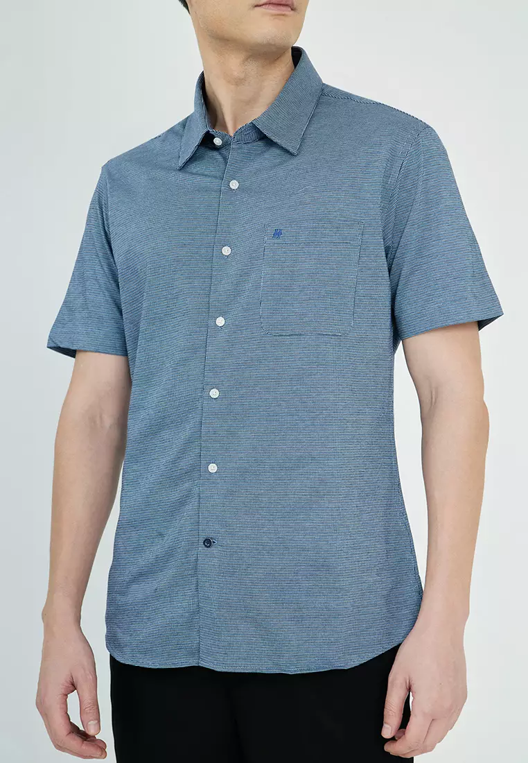 Printed Cotton Shirt Sleeve Semi-Dress Shirt