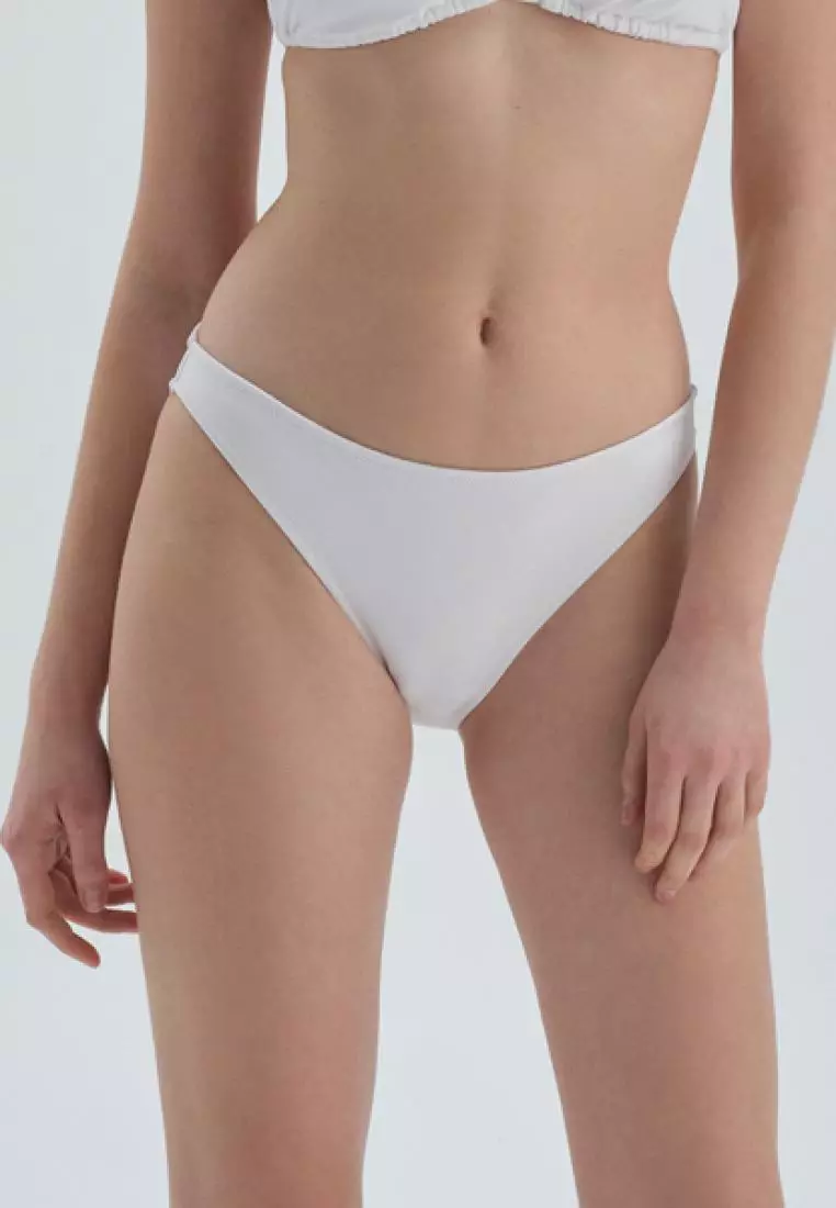 White Bikini Bottom Plain Beachwear for Women