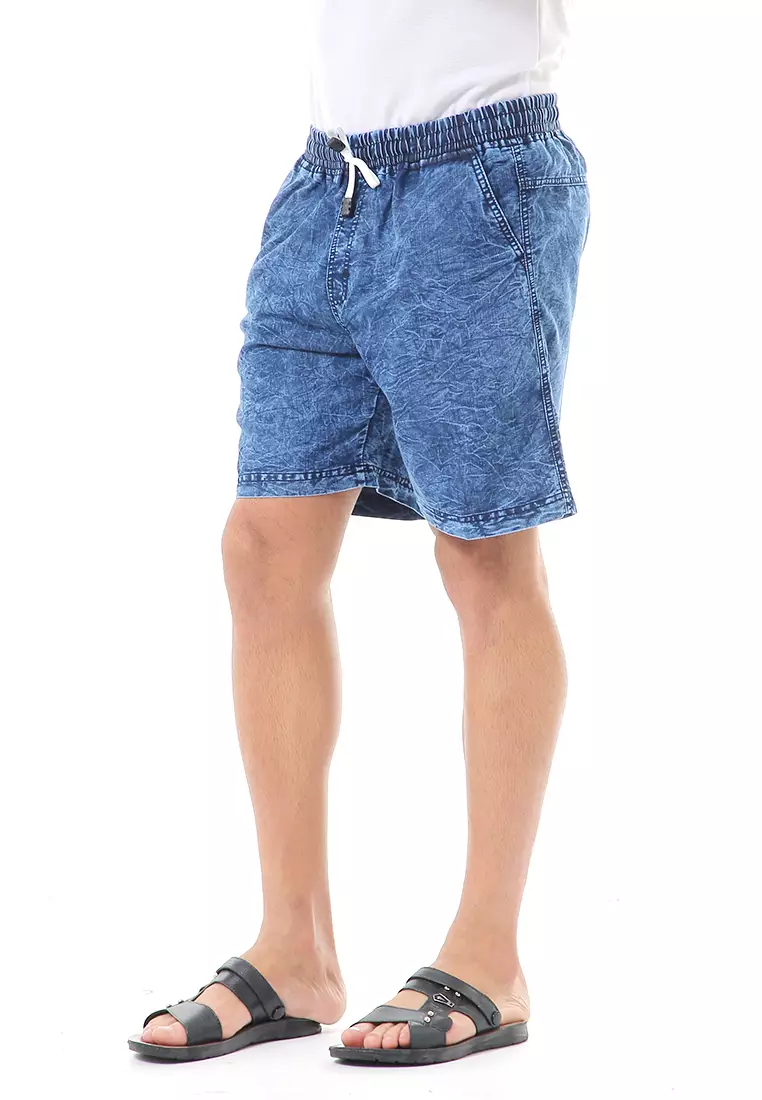 Grissham Celana Jeans Pendek Pria Short Pants Casual Material Denim ORIGINAL - Dark Navy Washed