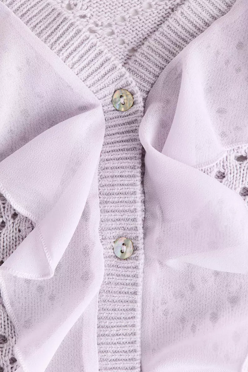 Flounce-trimmed cardigan