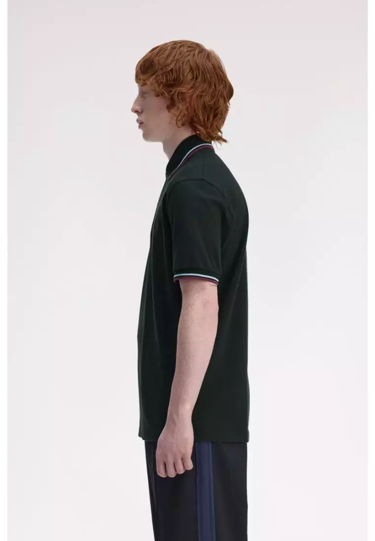Fred Perry M12 Twin Tipped Fred Perry Shirt (Night Green / Ice / Oxblood)