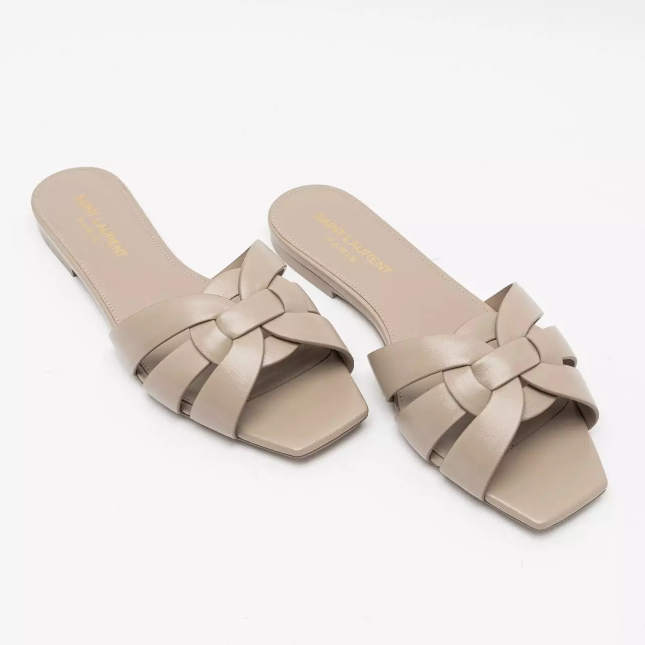 Tribute Smooth Leather Flat Sandal Dark Beige