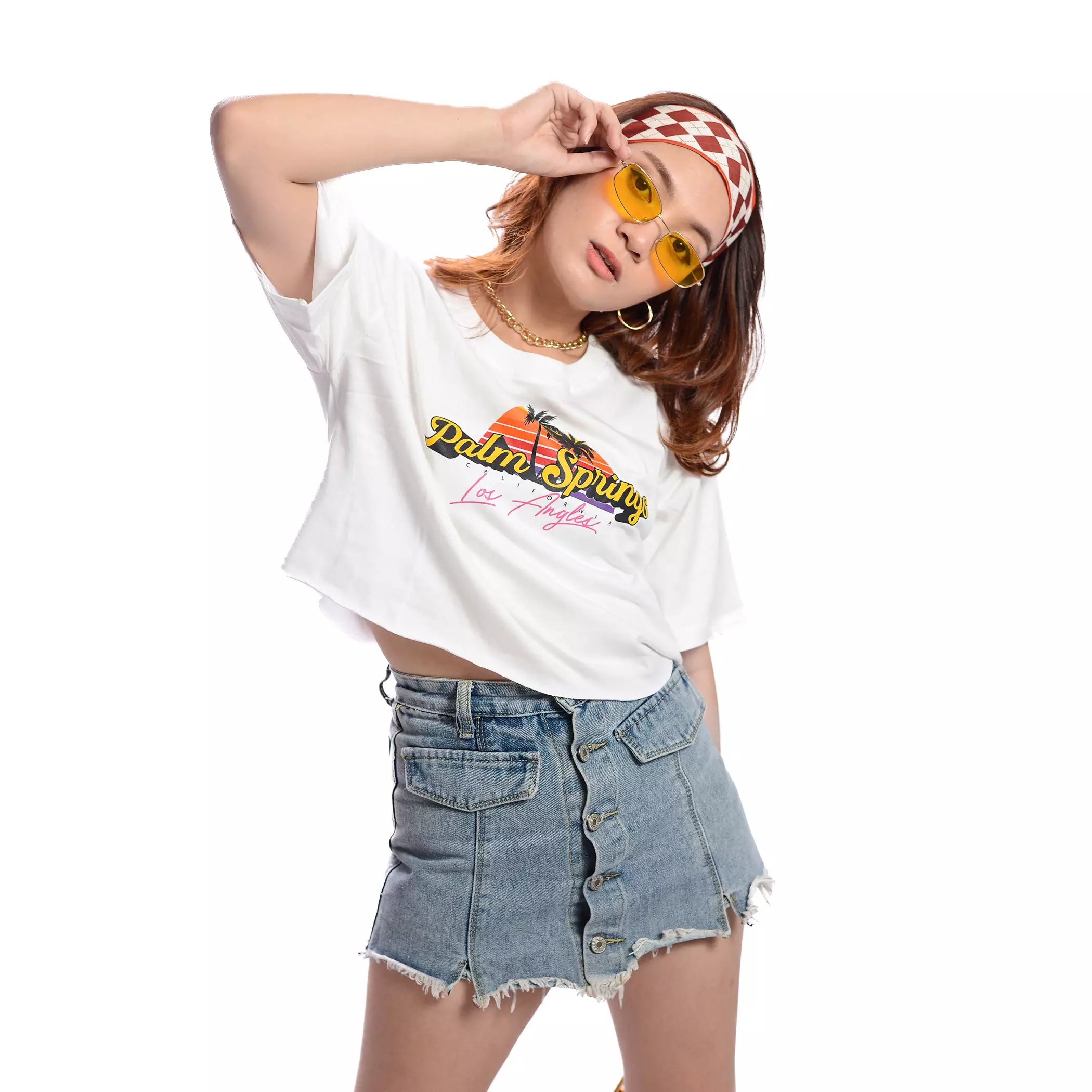 Enough For Today - Kaos Crop Oversize Palm Springs White