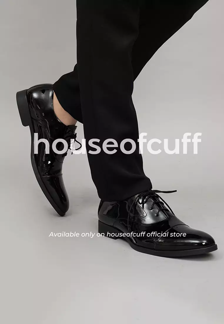 Sepatu Kulit Hitam Formal Oxford Patent Leather Tux Shoes