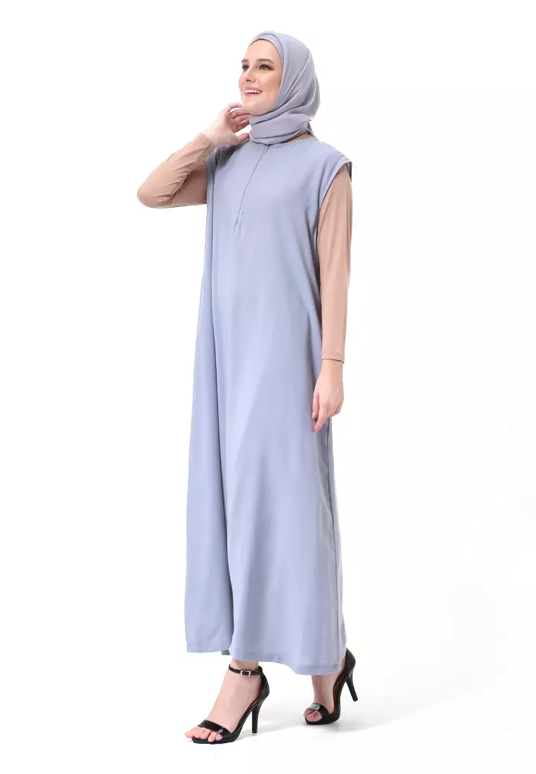 Callista Basic Sleeveless Abaya Busui Friendly Premium High Quality - Silver