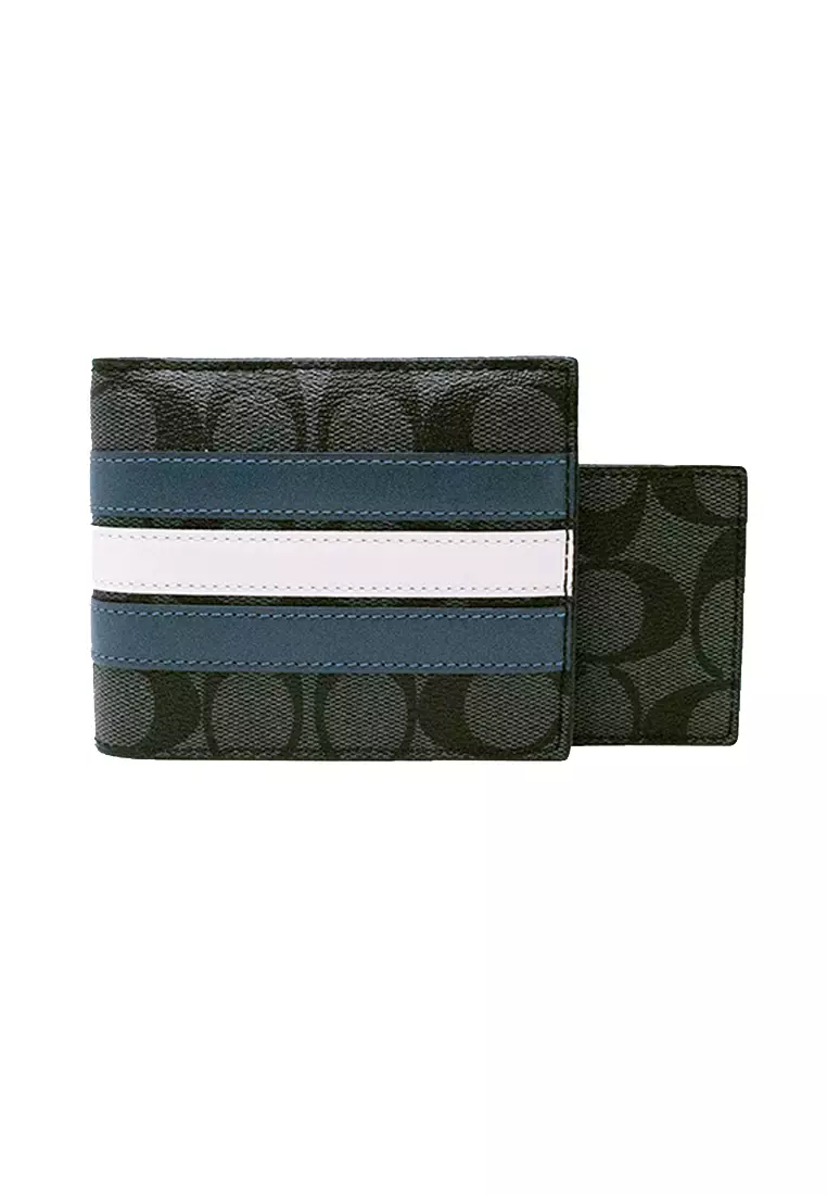 Coach blue stripe cheap wallet