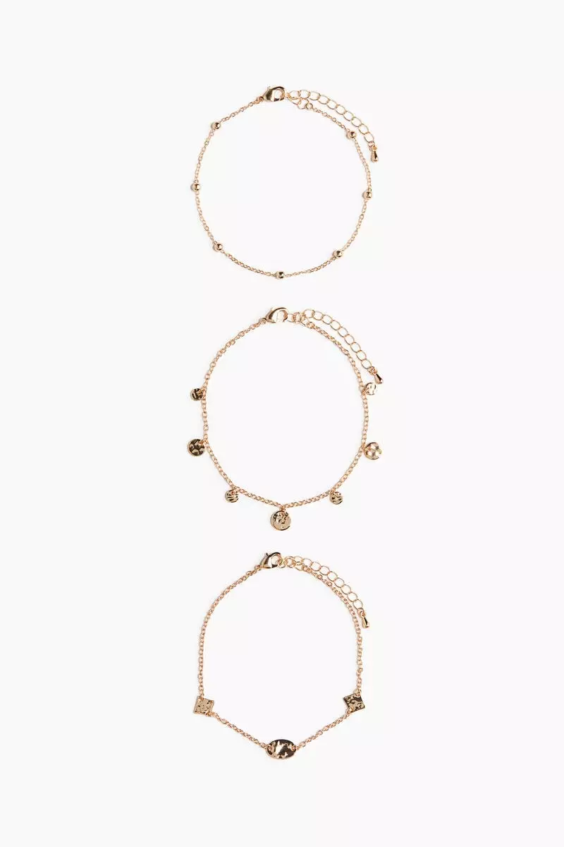 3-pack metal anklets