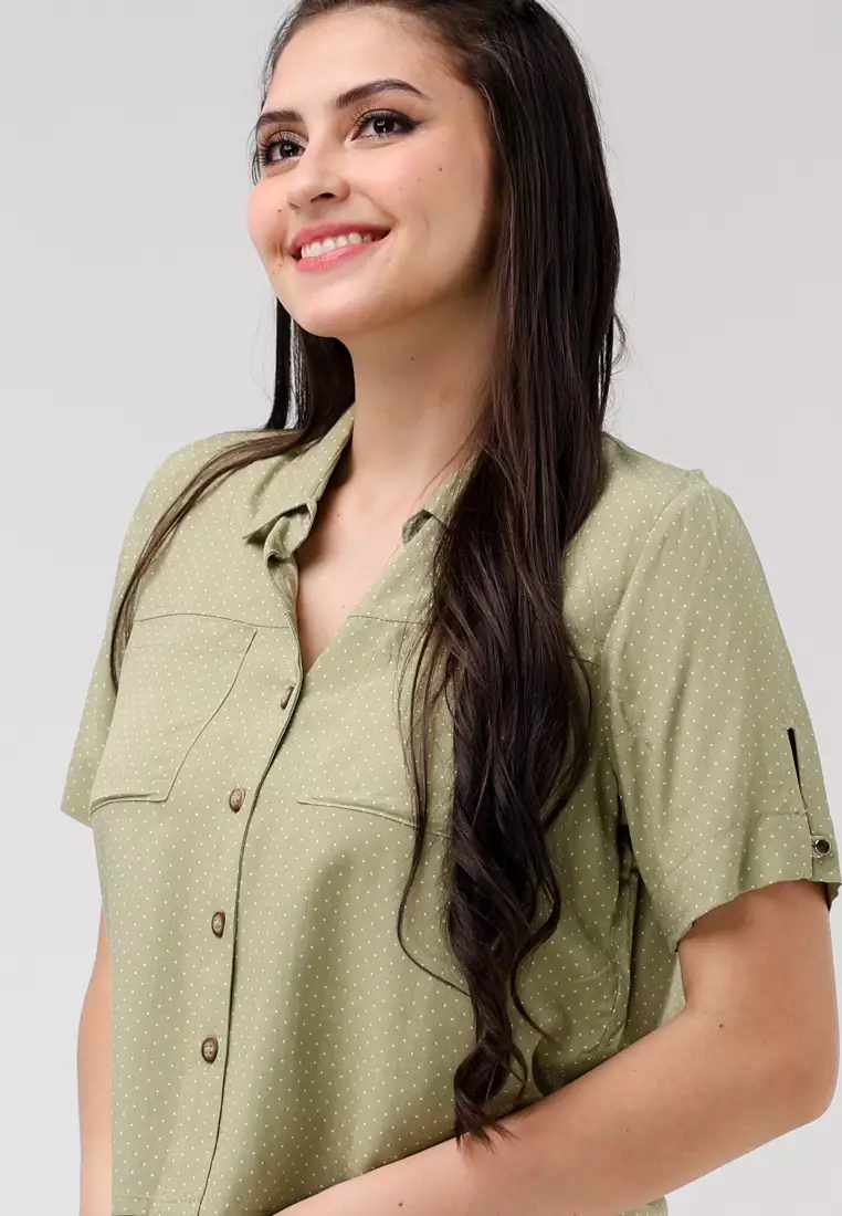 Woven Printed Rayon Short Sleeves Blouse