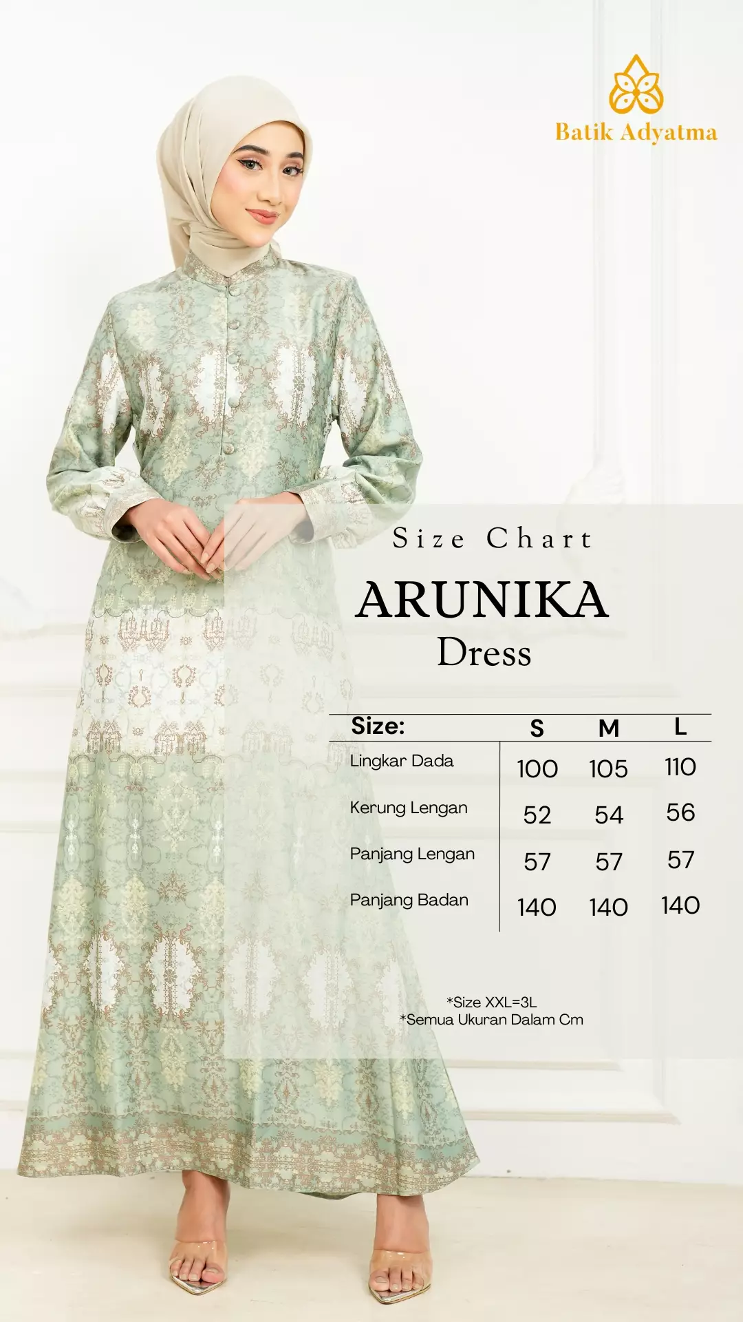 Sarimbit Arunika Sage Green Wanita  Gamis Dress