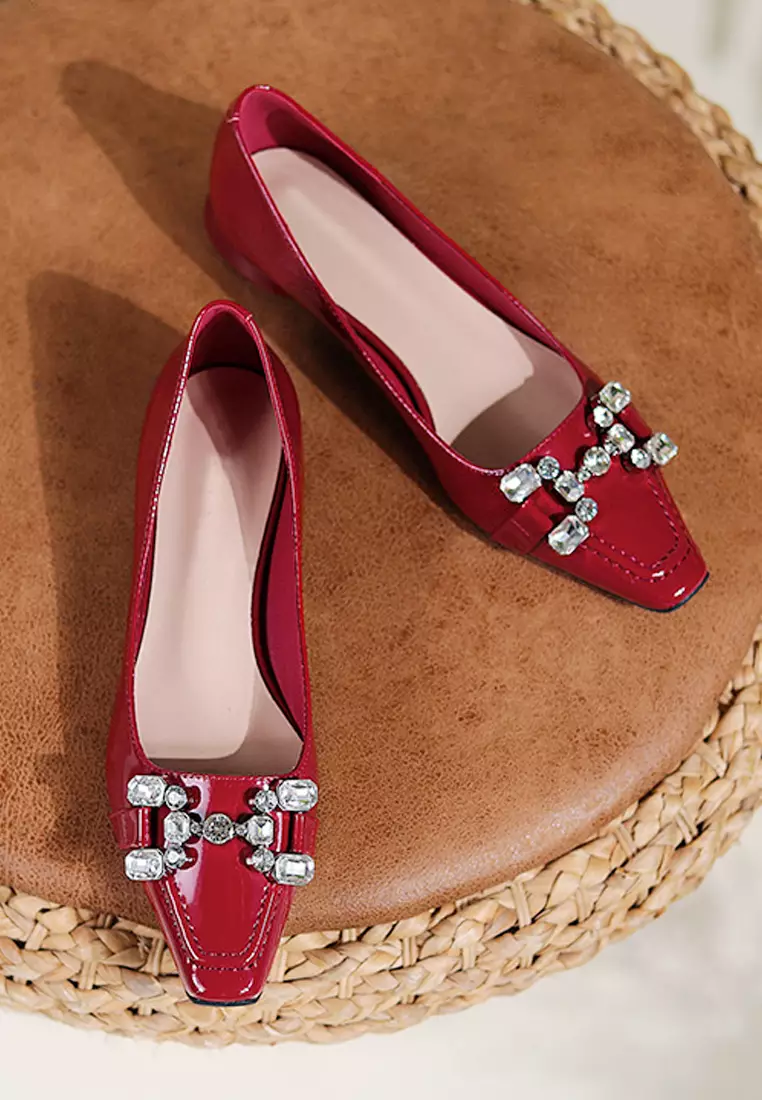 Buy Twenty Eight Shoes VANSA Simple Shinny Patent Faux Rhinestone
