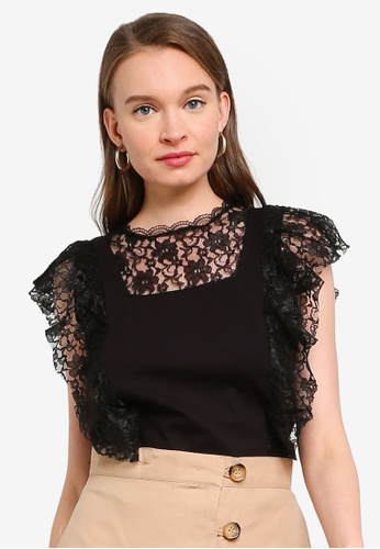 Buy Trendyol Black Lace Detail Top Online Zalora Malaysia