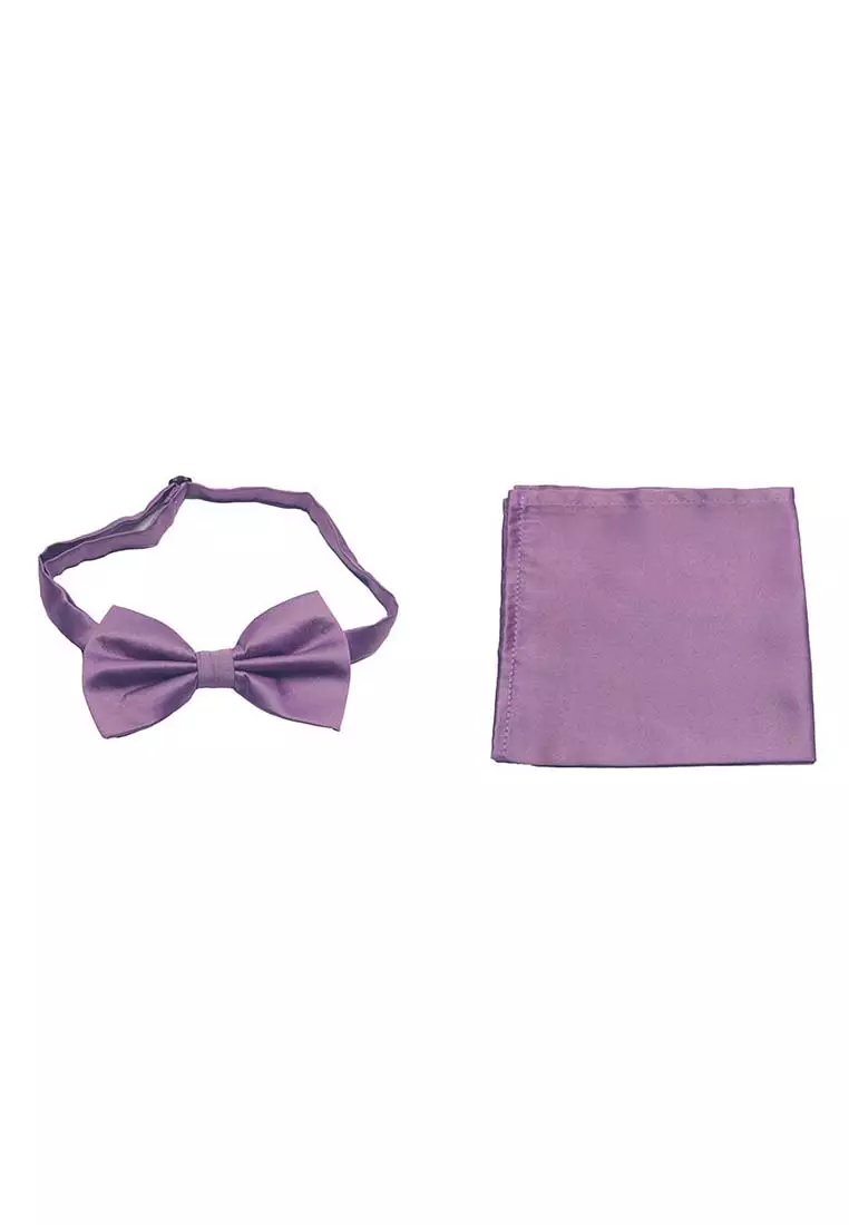 Houseofcuff Dasi Kupu Bowtie Pocket Square Saputangan Ungu Tua A15