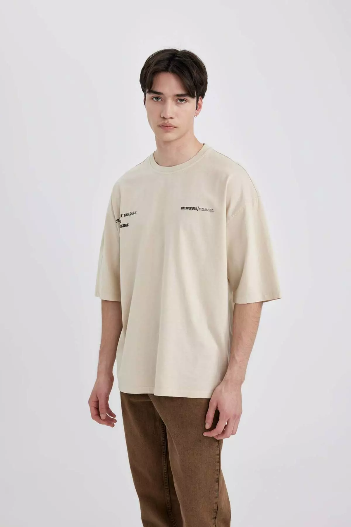 Loose Fit Crew Neck Back Printed Short Sleeve T-Shirt B8494Ax24Sm