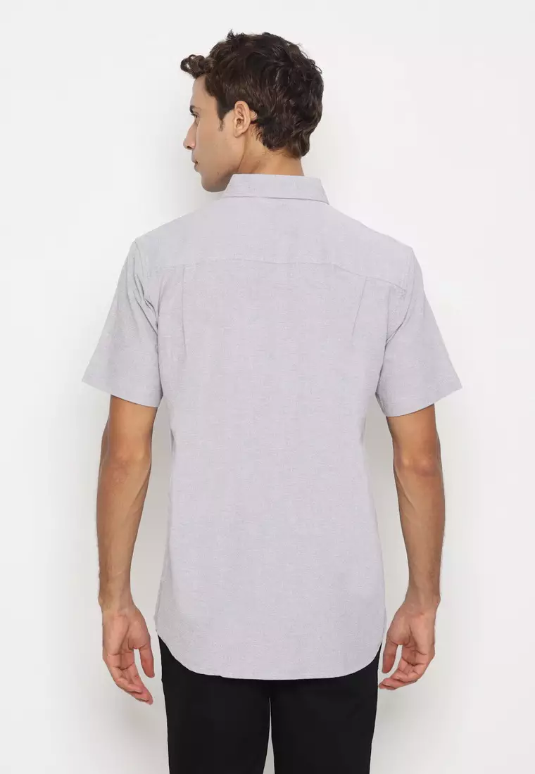 RBJ Kemeja Polos Cotton Abu Muda Regular Fit Pria