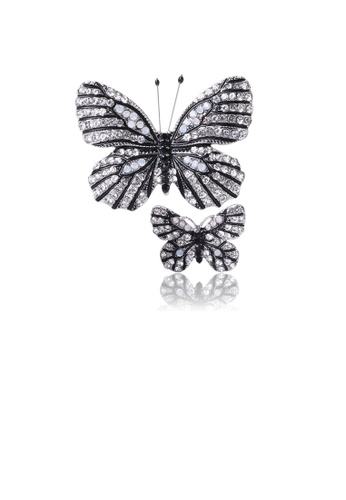 Glamorousky black Fashion and Elegant Black Butterfly Brooch with Cubic Zirconia 5BC2AAC63C0A74GS_1
