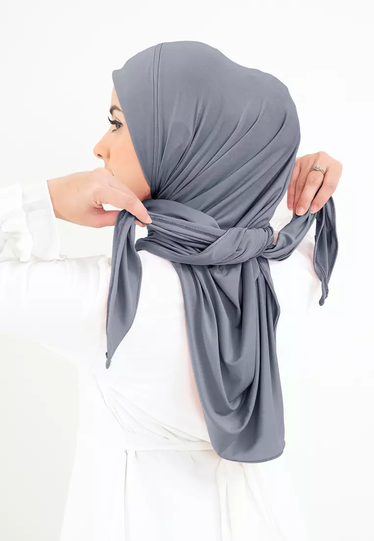 Cotton Bee - Syahira Segitiga Instan | Hijab Jersey | Kerudung Instan - Storm Grey