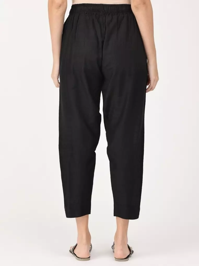 Ebony Embroidered Maternity and Nursing Silk Kurta Set - Black