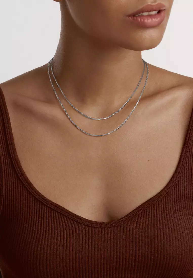 Elan Box Chain Necklace - Silver - Stainless Steel Chain Necklace  - Staple Jewelry - DW official