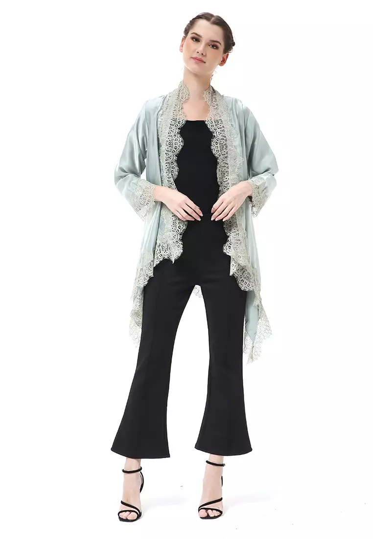 Reine Atasan Wanita Outer Kebaya Traditional Design Material Silk ORIGINAL - Mint