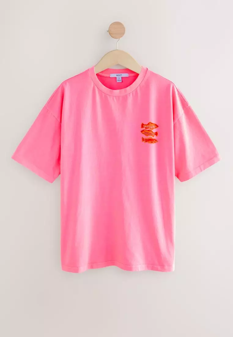 Oversized Sardine Matchbox Graphic Short Sleeve Crew Neck 100% Cotton T-Shirt