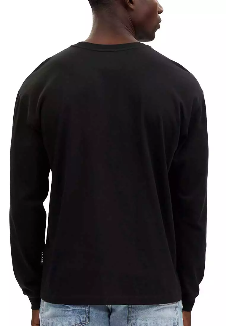 Signature Long Sleeve T Shirt In Organic Cotton Black CO788