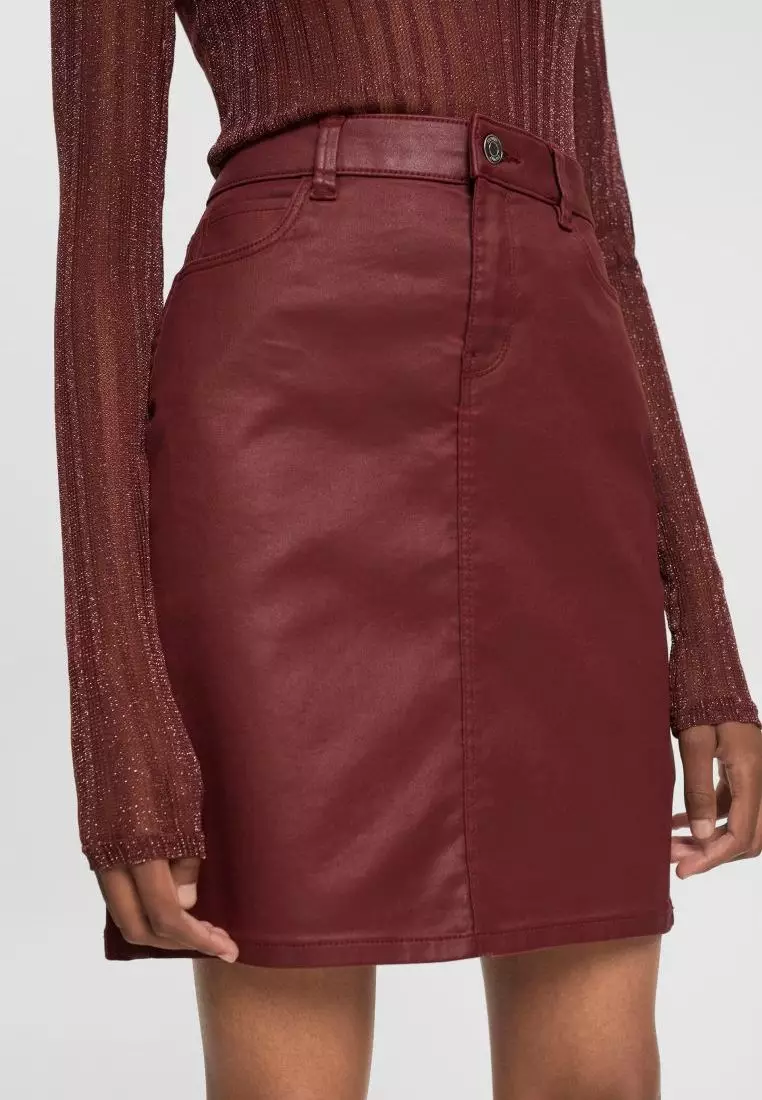 Buy Esprit ESPRIT Leather effect midi skirt 2024 Online ZALORA