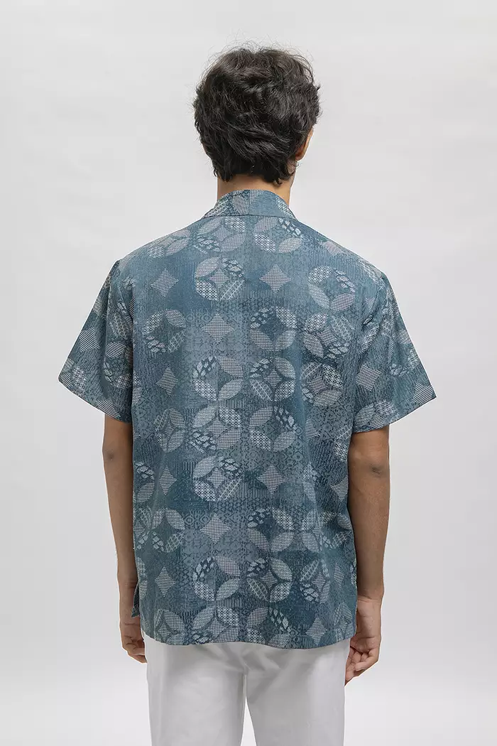 COTTONINK - Atasan Blouse Pria Narendra Kawung Biru Laut #Archipelago2025
