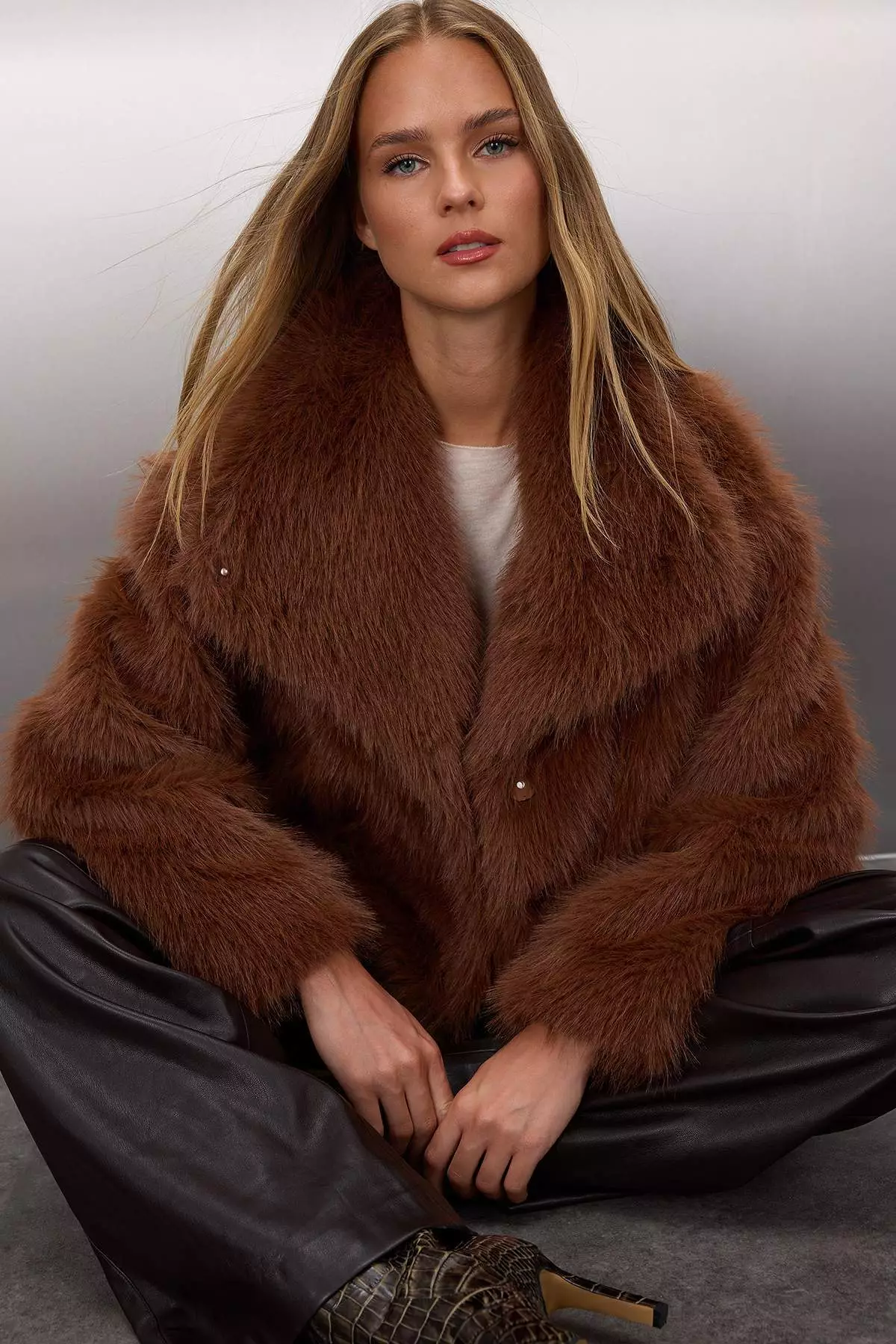 Light Brown Oversize Fur Coat
