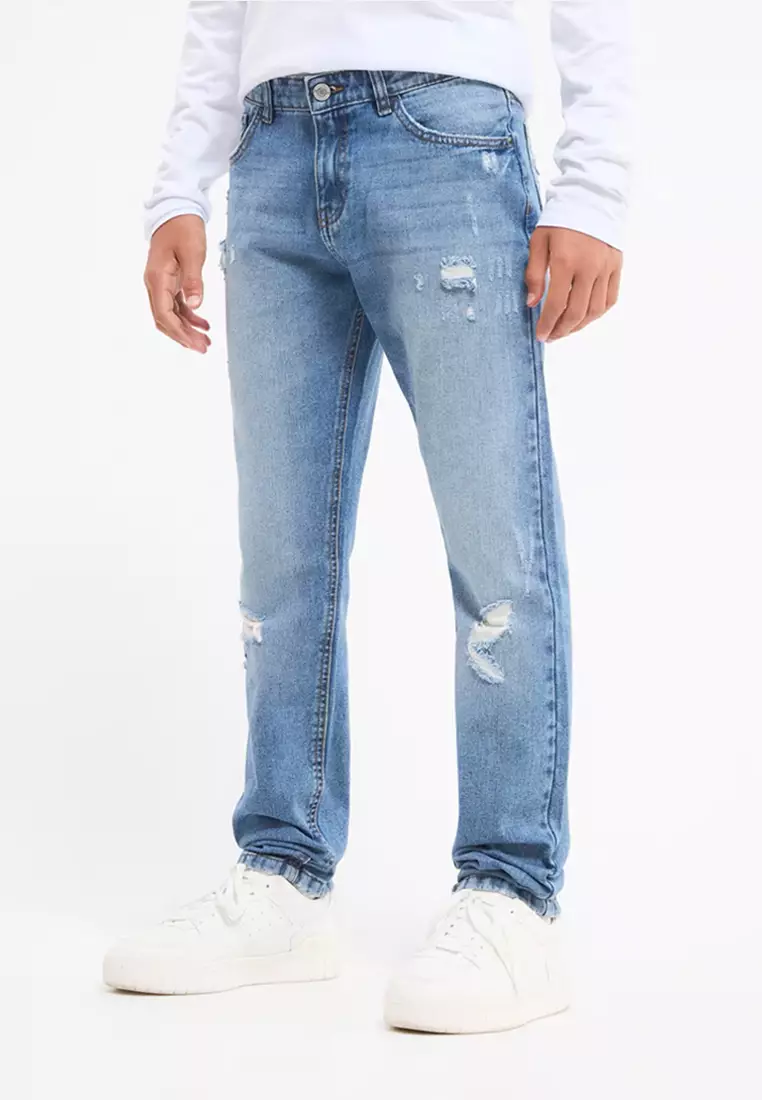 Buy Terranova Terranova 5 Pocket Jeans With Rips For Boys 2024
