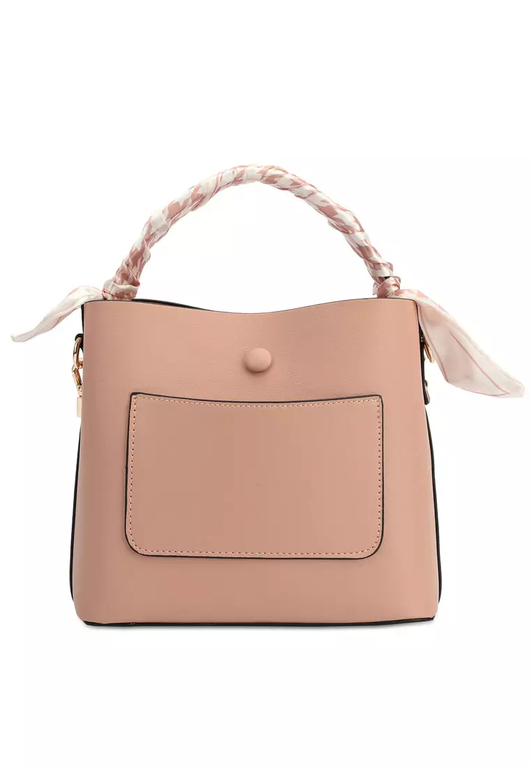 Women's Chain Top Handle Bag / Sling Bag / Crossbody Bag / Shoulder Bag (Tas Selempang Wanita / Tas Tangan Wanita / Tas Bahu Wanita) - Merah Jambu