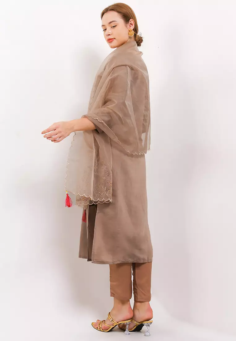 Chanira Festive Raziya Tunic Set-Light Brown