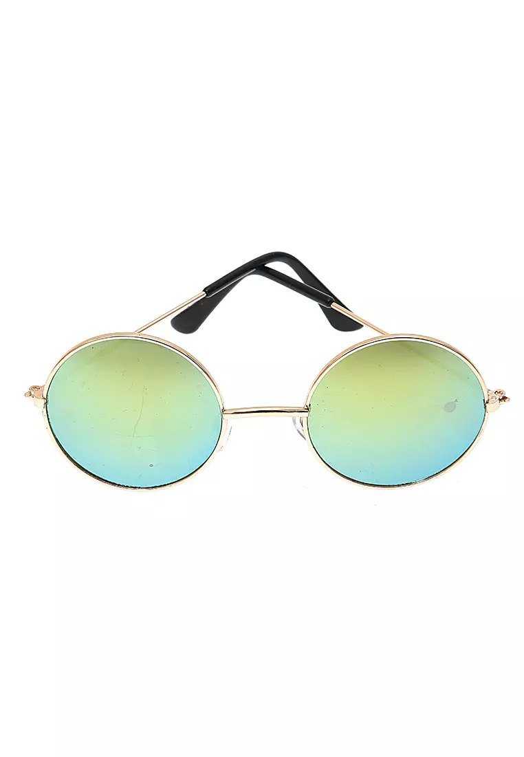 Enzio Kacamata Anak Pria UV Protection Sunglasses Kids Round Design Frame Material Alloy ORIGINAL - Green Tea