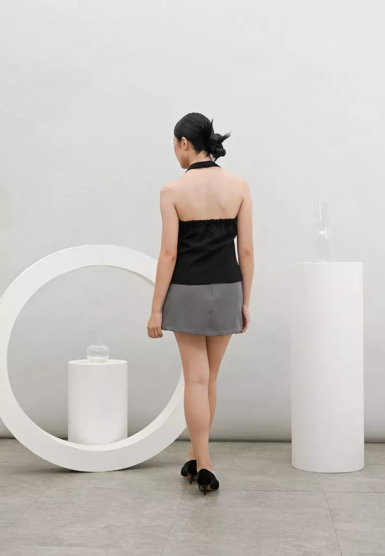 Capsule Halter Neck Top in Black