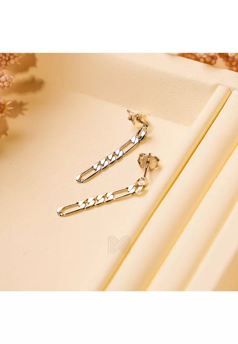 Millennia 2000 Thick Links Silver Drop Earrings with 925 Sterling Silver