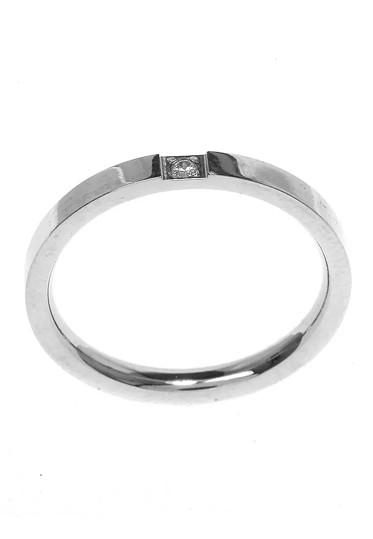 Cincin Titanium Aksesoris Wanita Design Simple Elegant Look Premium Quality - Silver