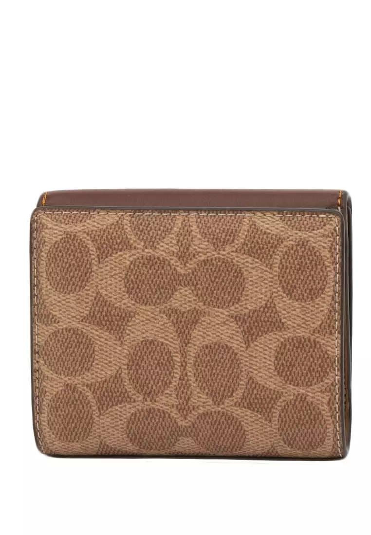 Eliza Small Wallet In Signature Canvas - Tan/Brown