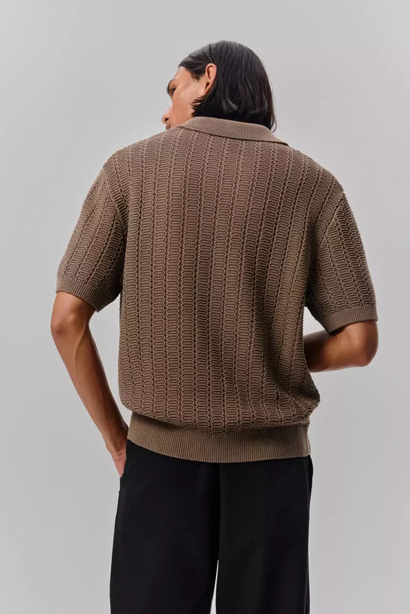 Regular Fit Textured-knit polo shirt