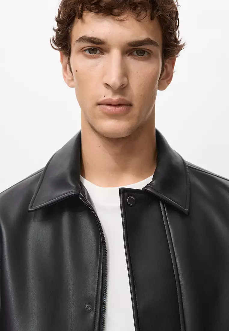 Faux-Leather Jacket with Pockets