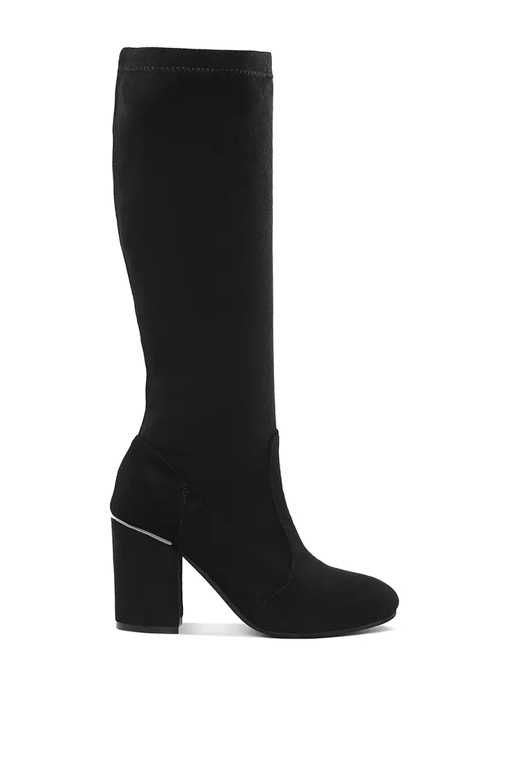 Microfiber Calf Boots in Black