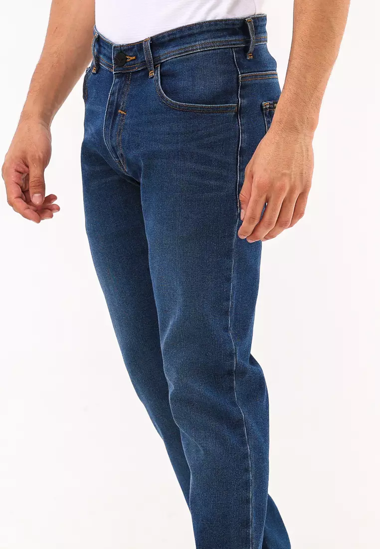 Denim Long Pants Slim Tapered Fit Stretch
