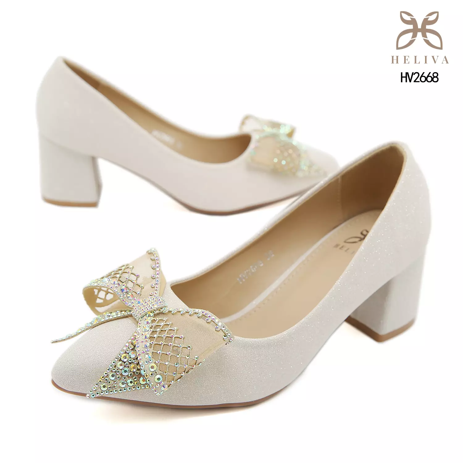 Heliva Christy High Heels Chunky Ribbon Rainbow Rhinestones sol 5.5cm HV2668