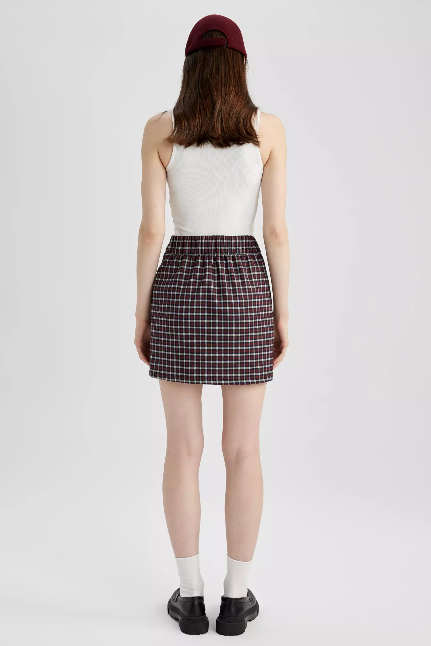 Woven Plaid Mini Skirt