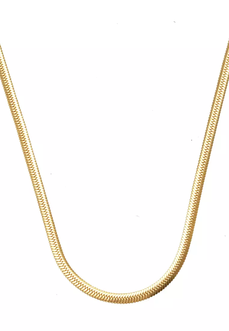 Ainsley Aksesoris Fashion Kalung Pria Wanita Necklace Desain Rantai Pipih Material Titanium ORIGINAL - Gold