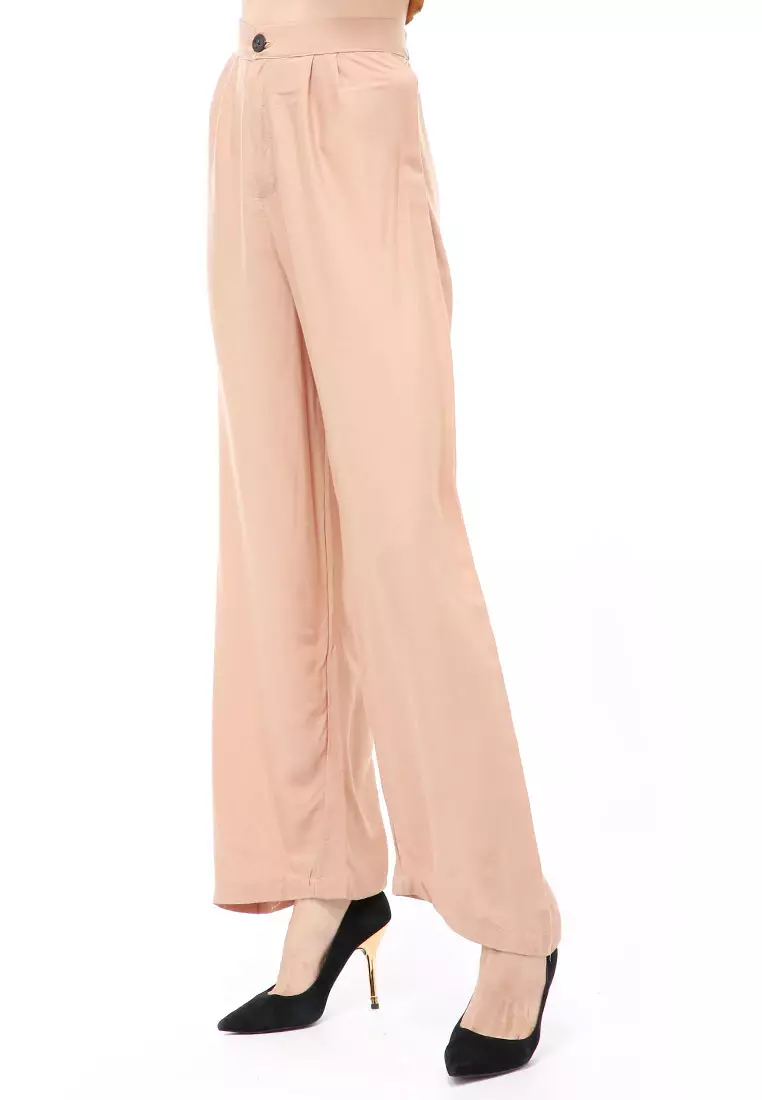 Jourel Celana Panjang Kasual Kulot Highwaist Wanita Style Kancing Resleting Material Rayon ORIGINAL - Millo