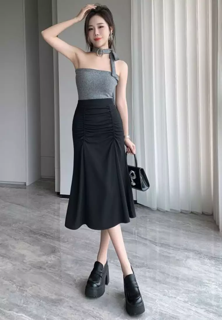 Wrinkle High Waist Skirt