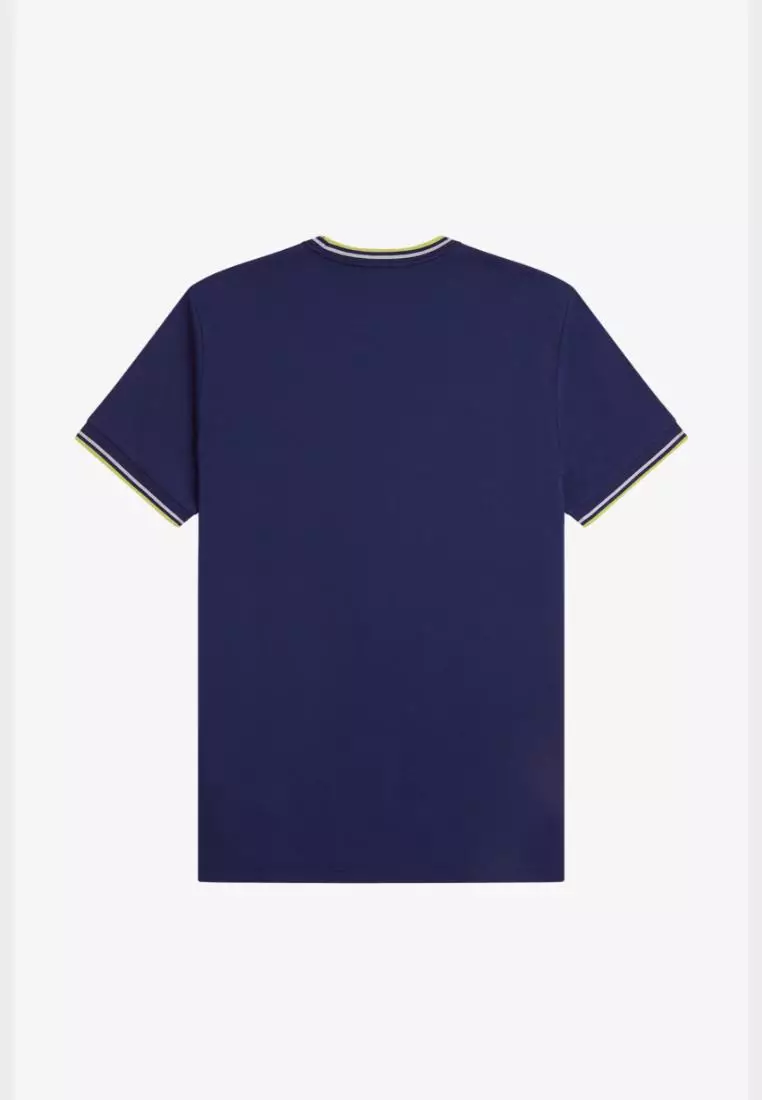 Fred Perry M1588 Twin Tipped T-Shirt (French Navy / Dusky Blue / Citron)